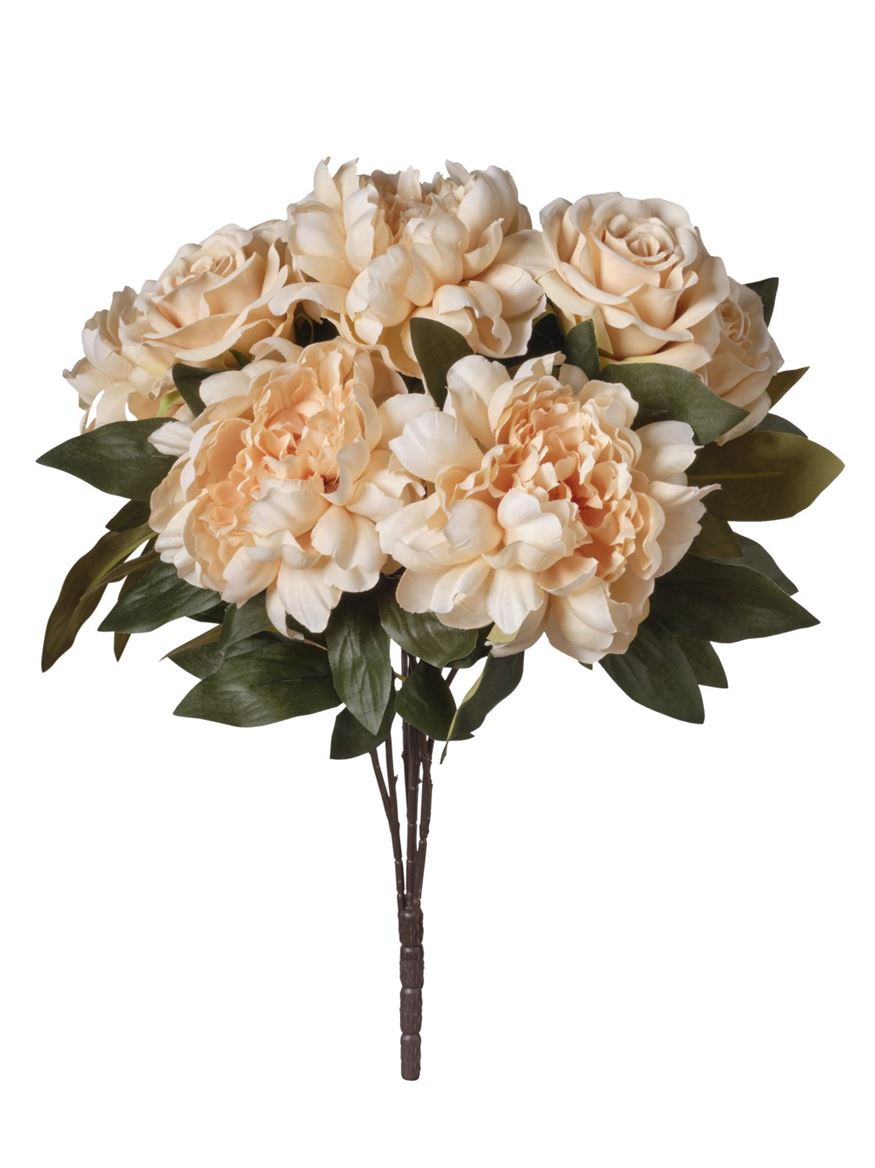 Art. Mazzo Ant. Rose/peonie X9 Cm53 - Beige