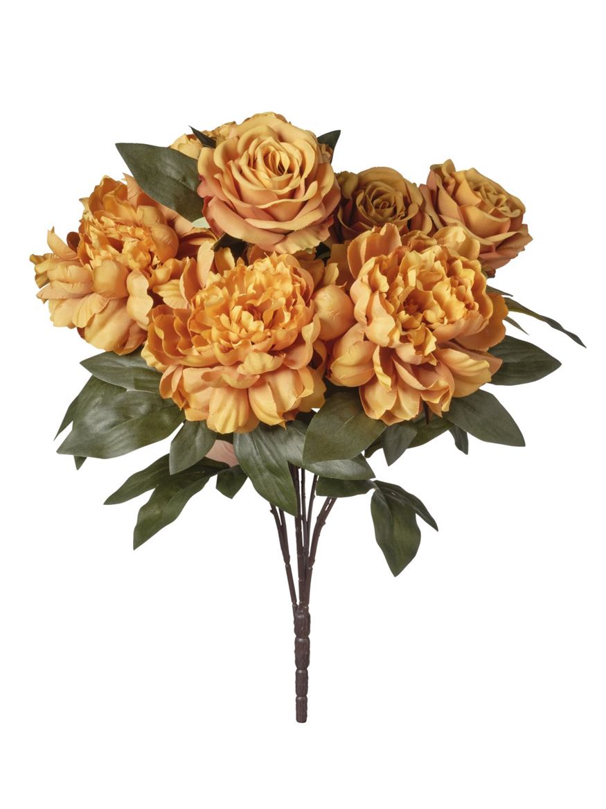 Art. Mazzo Ant. Rose/peonie X9 Cm53 - Mustard
