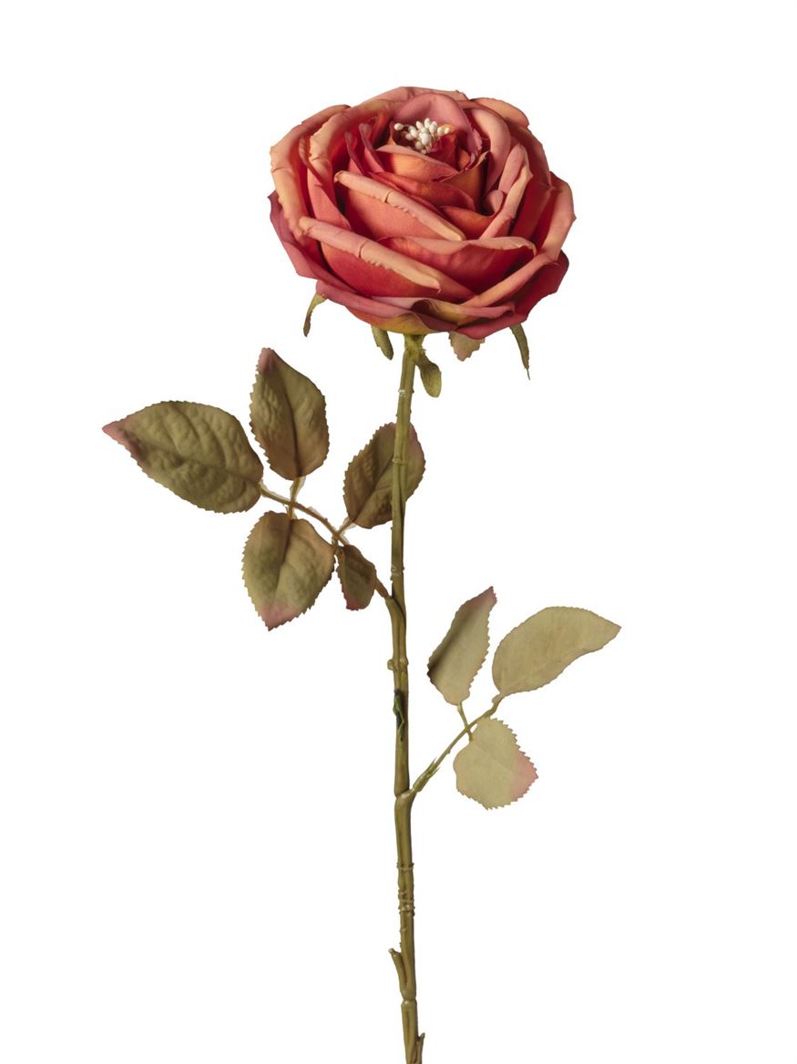 Art. Ramo Ant. Rosa Singola Cm66 - Rust