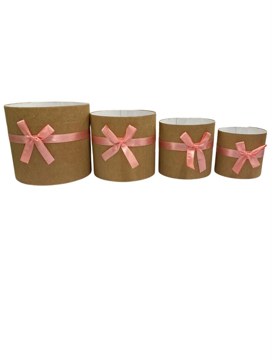 Box. Plissettato 4pz Fiocco Rosa - D.17-15-12-10