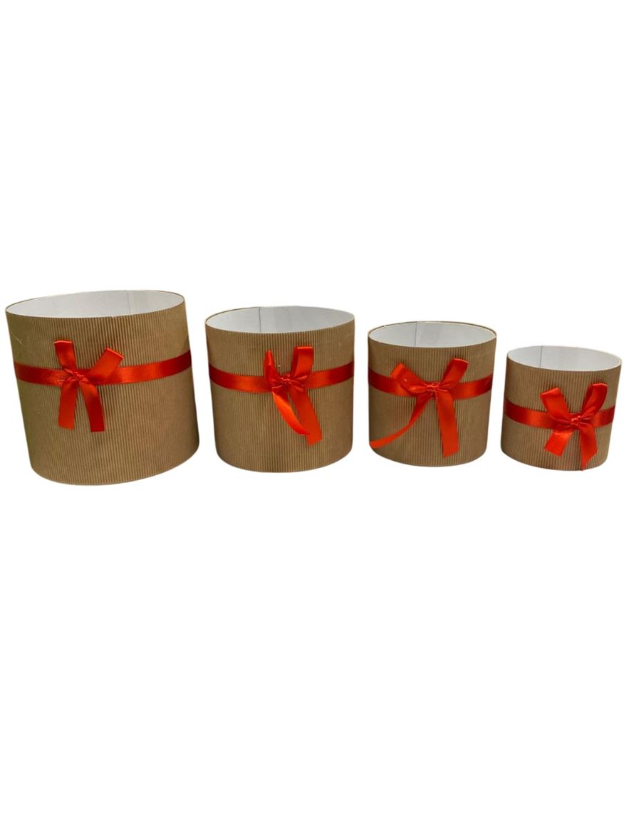 Box. Plissettato 4pz Fiocco Rosso - D.17-15-12-10