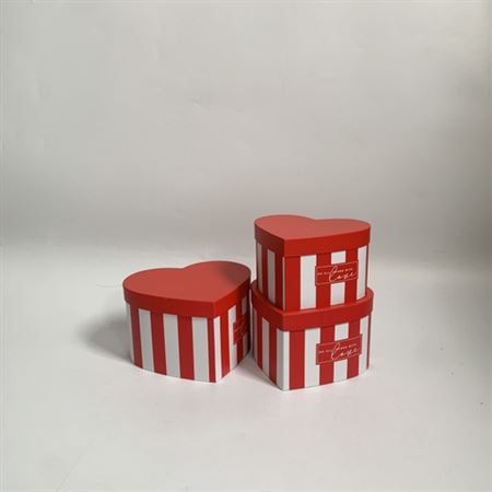Box. Scatola Tris Cuore Rigato Bianco Ross