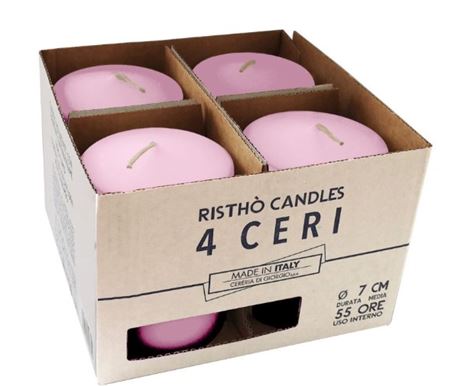 Candele. Cero D5xh12cm Vass.9pz Rosa Polvere