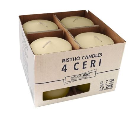 Candele. Cero D7xh10cm 4pz Ristho Avorio