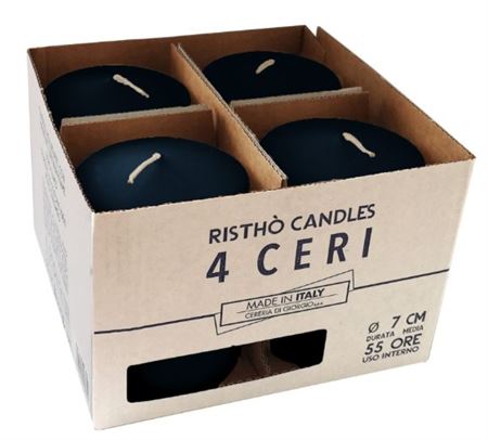 Candele. Cero D7xh10cm 4pz Ristho Blu Notte