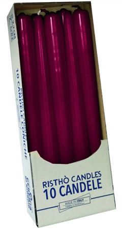Candele. Conico Cm25 Vass.10pz Borgona