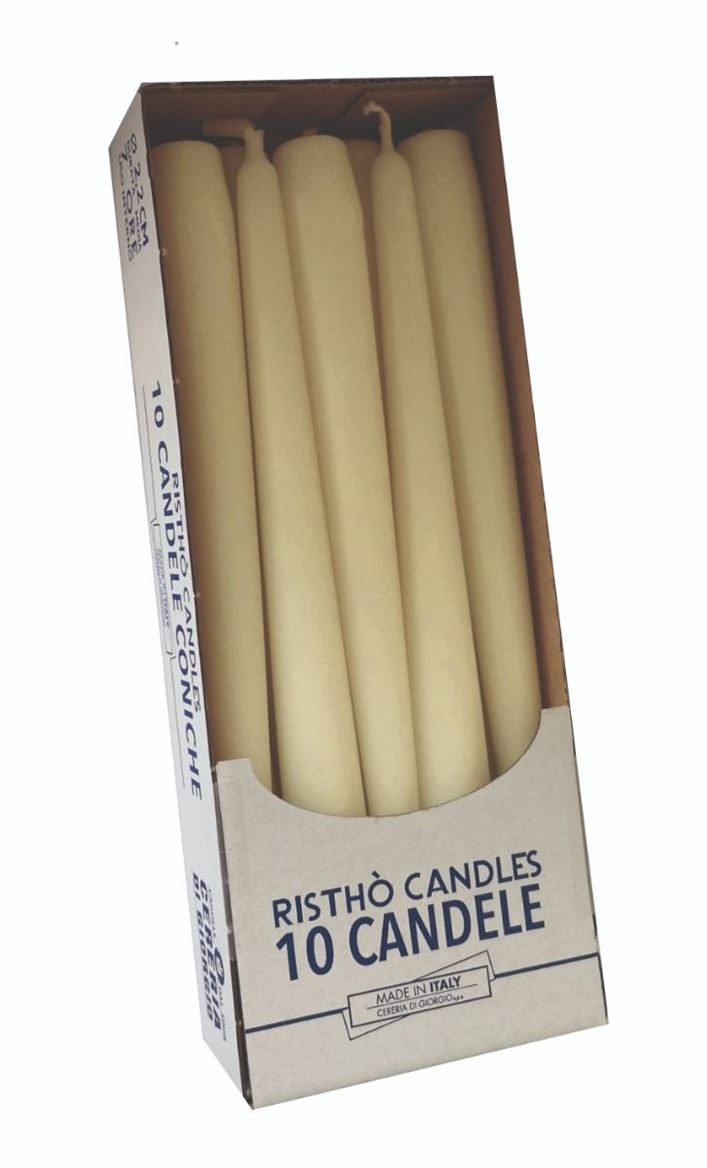 Candele. Conico Cm25 Vass.10pz Panna