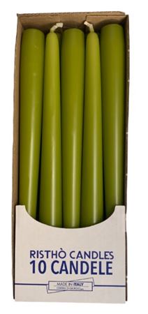 Candele. Conico Cm25 Vass. 10pz Verde Oliva