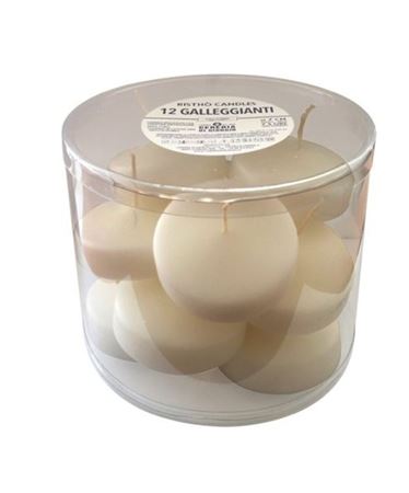 Candele. Gall.ovale D7cm Ast.12pz Ristho Avorio