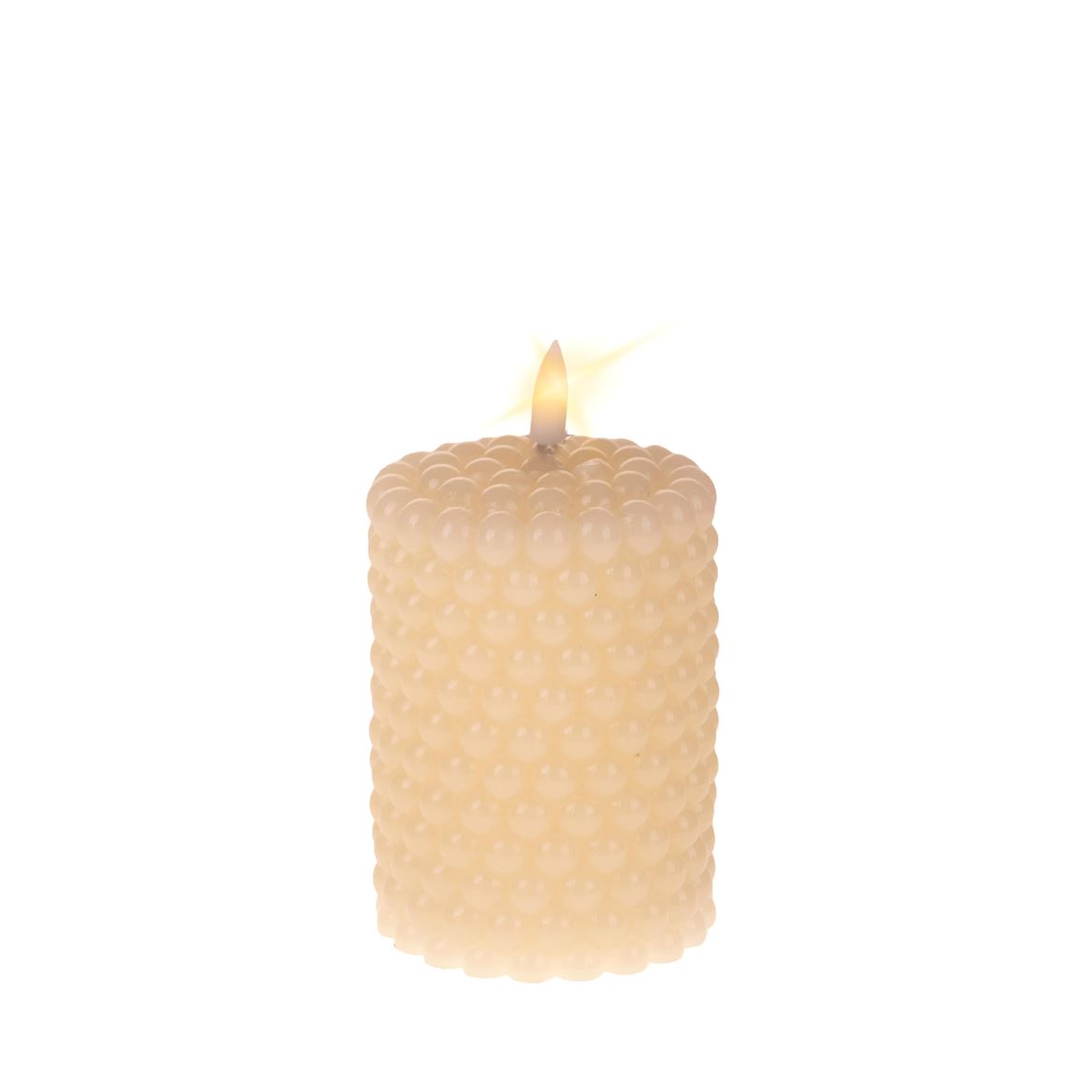 Candele Led. Cero D.7,5 H.10cm Con Perle - Avorio