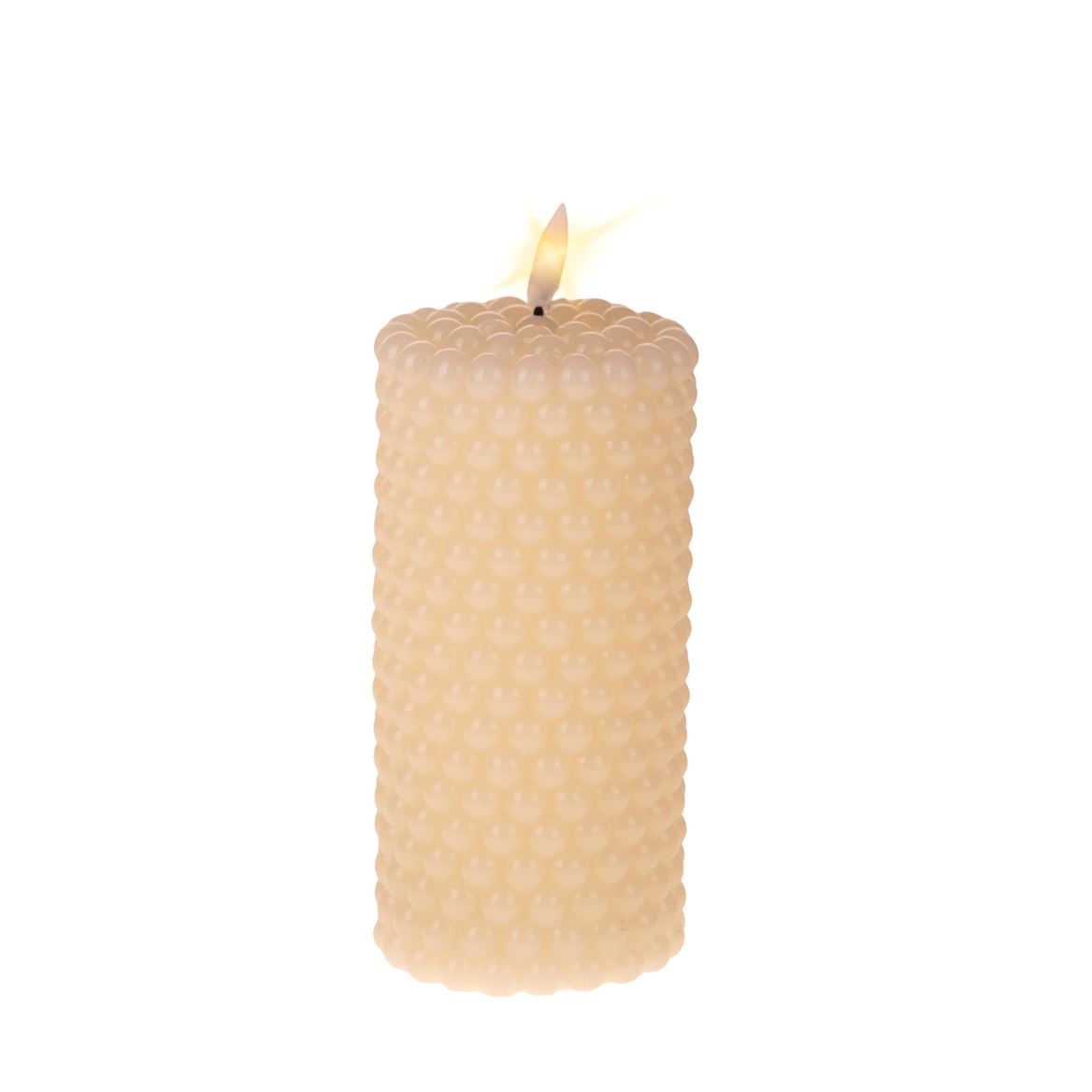 Candele Led. Cero D.7,5 H.15cm Con Perle - Avorio