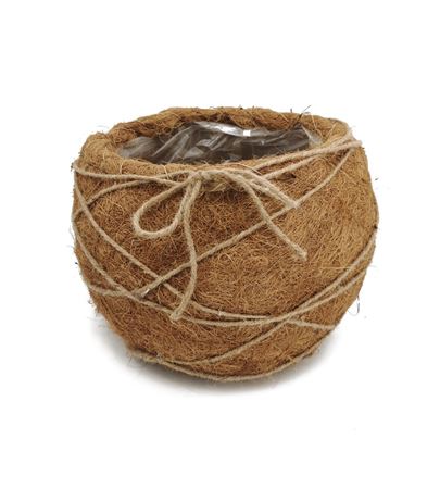 Cesti Caspò. Sfera In Cocco Con Corda D.15h.20cm