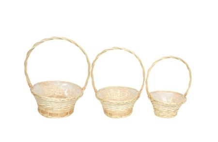 Cesti Caspò. Tondi S/3 Naturali D.22h13-32h15cm