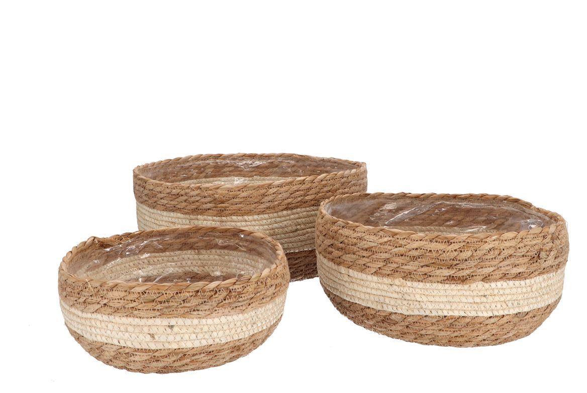 Cesti Caspò. Tris Laos Cream Vimini Morbido 36x16c