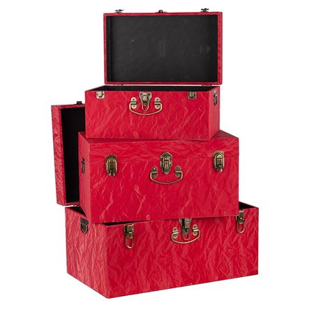Deco. Bauli Rett. Tessuto 40x24h21-53x34h31cm- Red