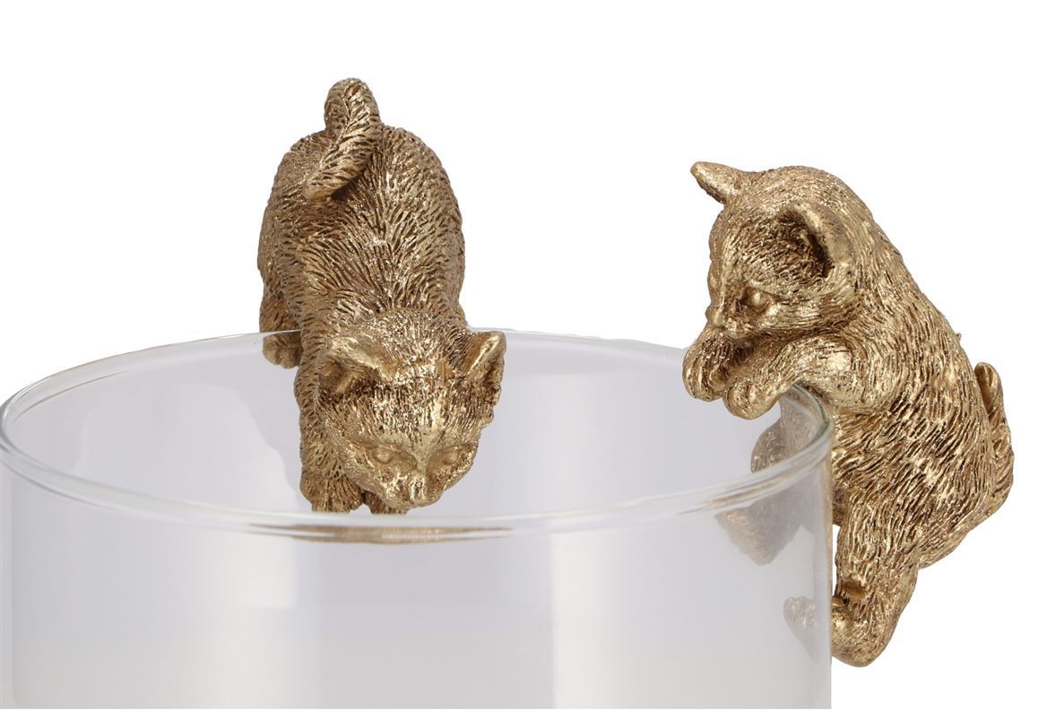 Deco. Iron X Vaso Hanging Cats Gold 6x5x7cm