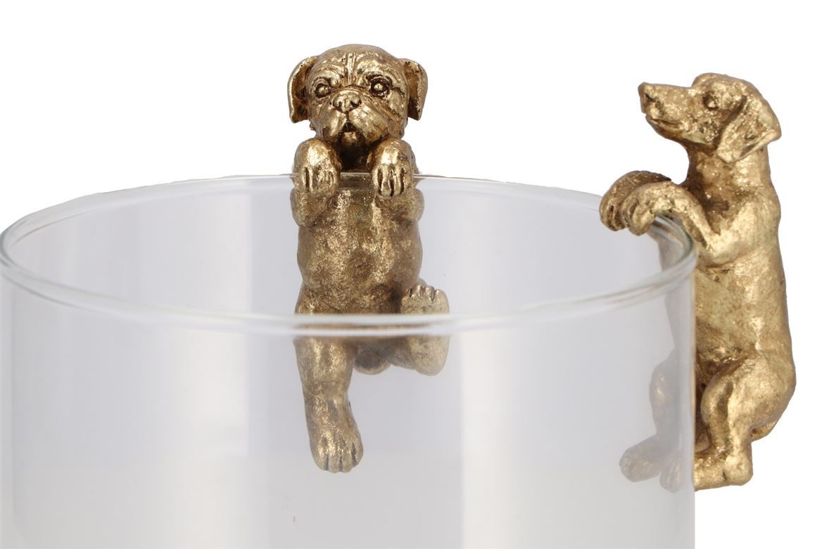 Deco. Iron X Vaso Hanging Dogs Gold Ass 6x5x7cm