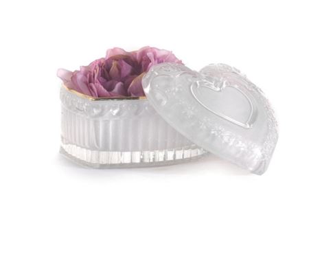 Deco. Scrigno Cuore Decorato Bianco Oro D.9 H.6cm