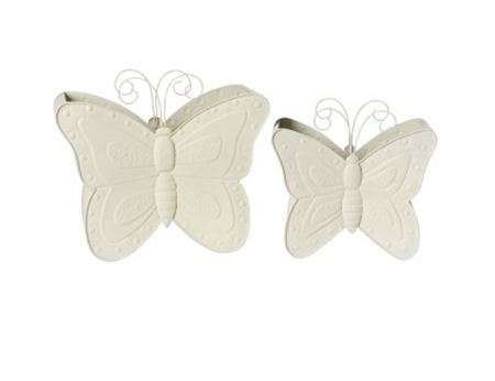 Deco. Set 2 Farfalle 28x15x27 - 37x18x35cm- White