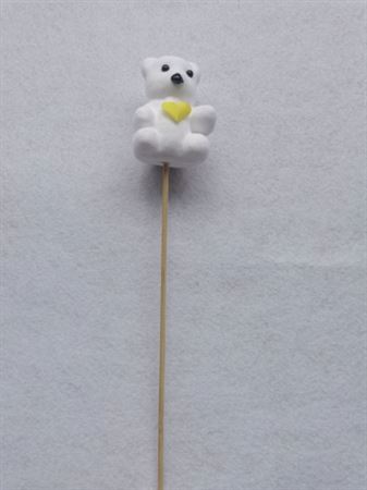 Deco. Stick Orso Cuore Giallo H.35cm - 18pz