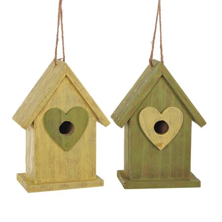 Pasqua. Casetta Uccellini Legno 16cm Da App.- Ye