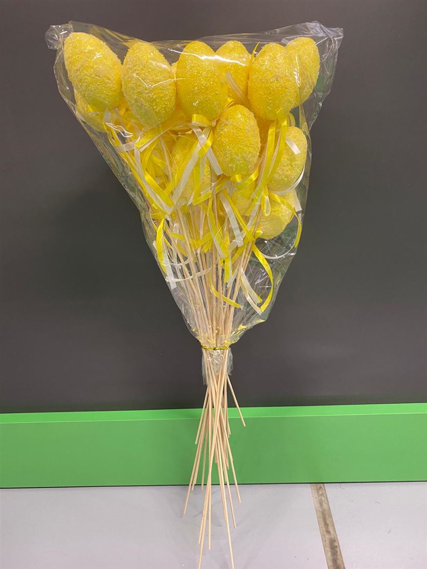 Pasqua. Stick Egg+bow Yellow 7cm