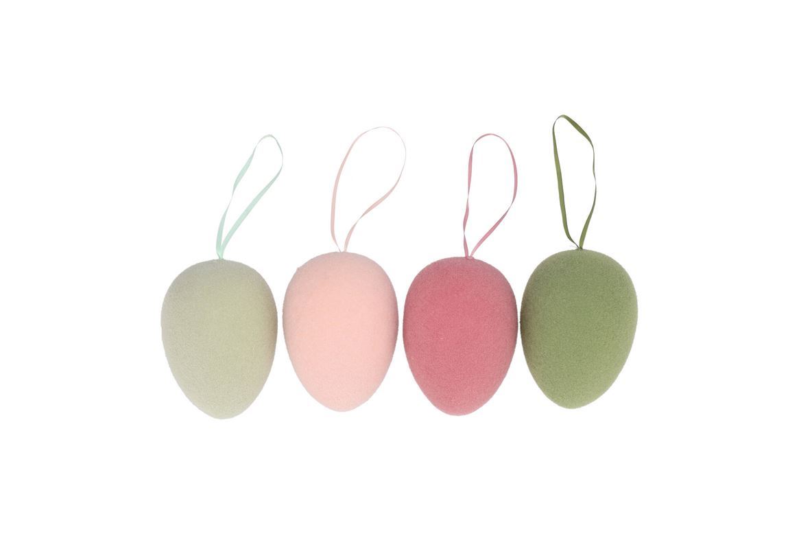 Pasqua. Uova Vellutate Verde-rosa 7x7x10cm