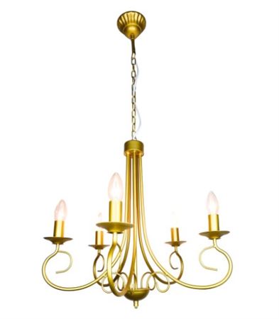 Strutture. Lampadario 5 Fiamme Dorato D50h50cm