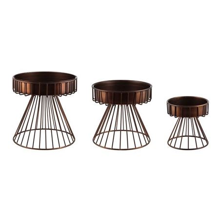 Strutture. P.pianta Metal Bronzo 3pz - H25/22/17cm