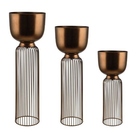 Strutture. P.pianta Metal Bronzo 3pz - H84/73/56cm