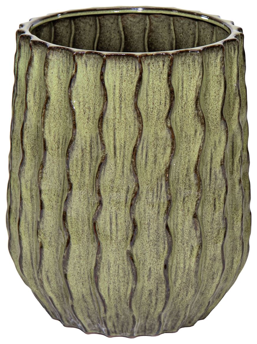 Vasi Ceramica. Boheme Rib Vase D.46 H.54cm - Green