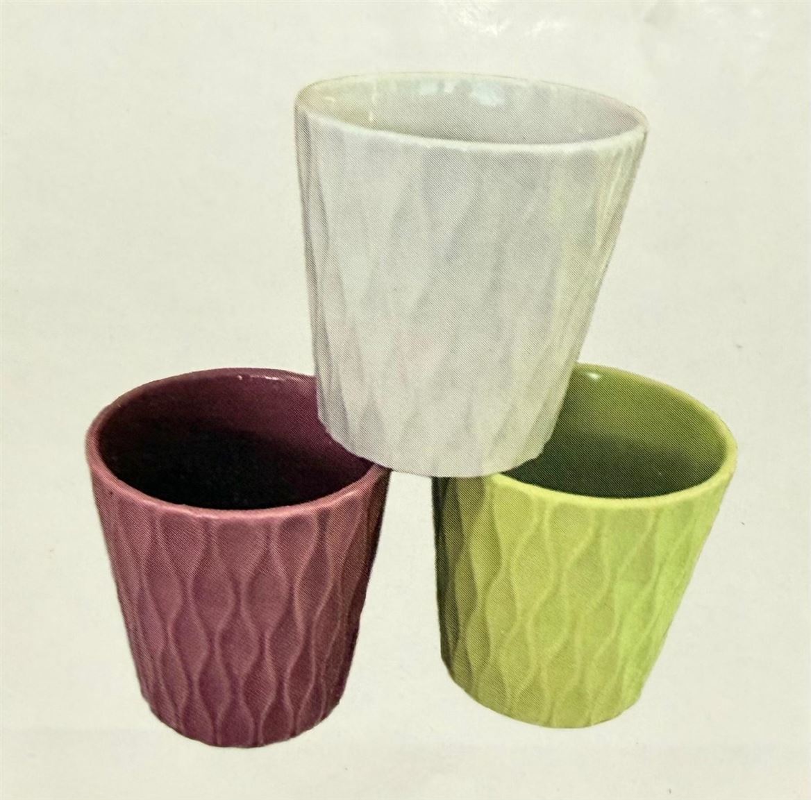 Vasi Ceramica. Caspò Onde D16.5h17cm - Wh-d.pi-gr