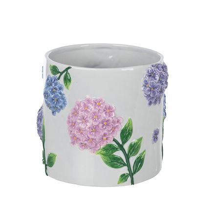 Vasi Ceramica. Caspò Ortensie Base Lilla D22h19cm