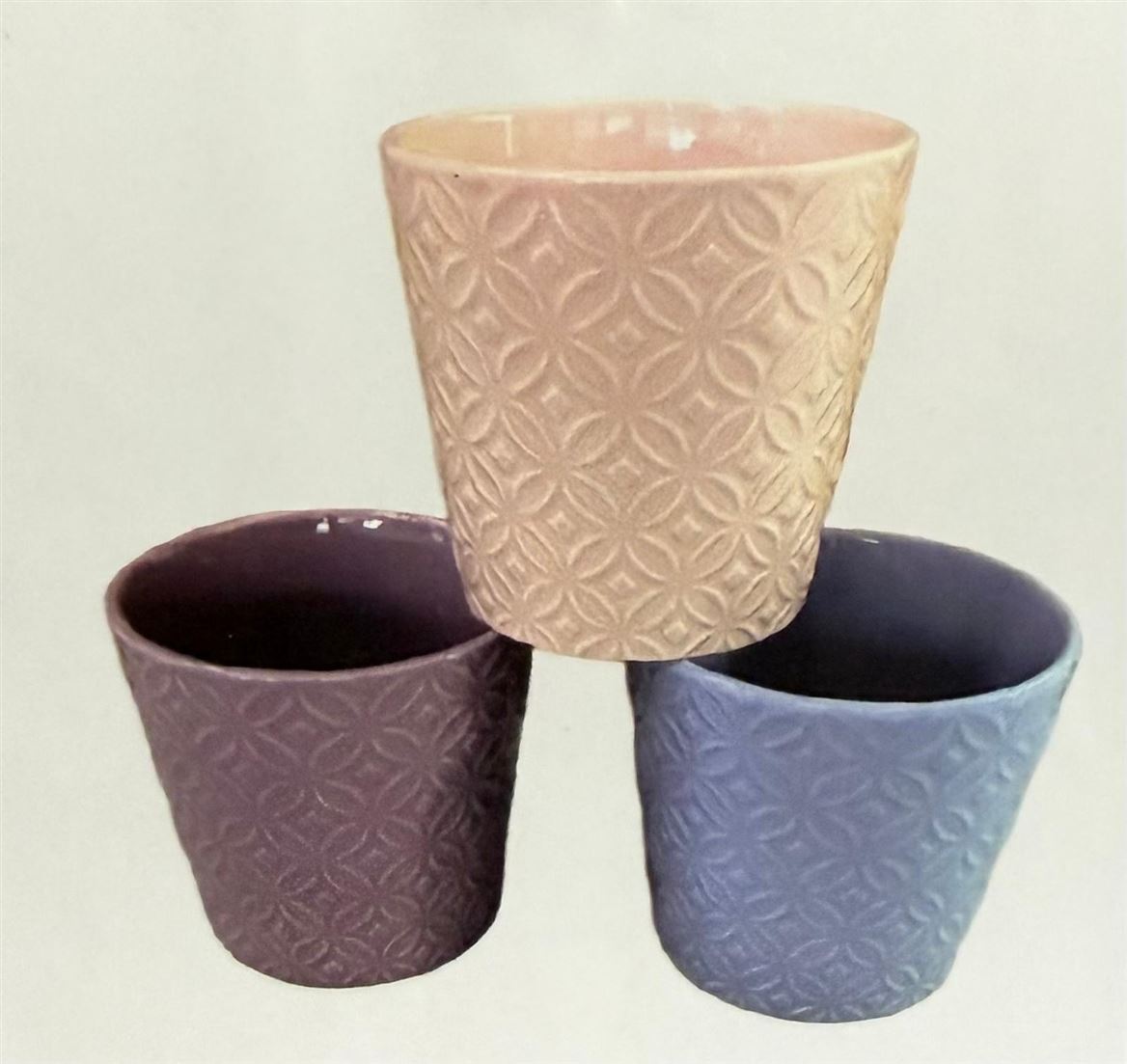 Vasi Ceramica. Caspò Rombi D16.5h17cm - Pnk-pur-bl