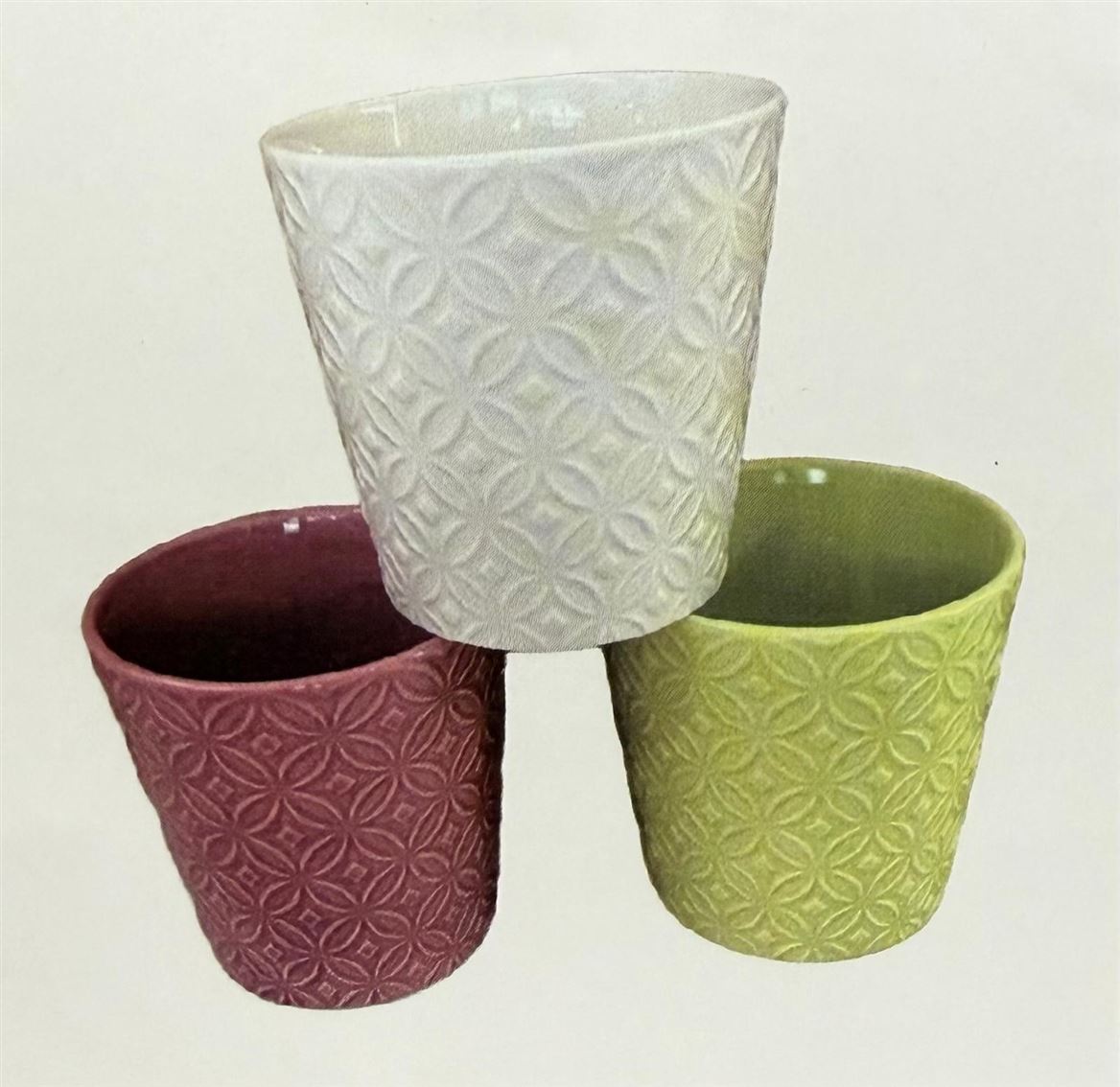 Vasi Ceramica. Caspò Rombi D16.5h17cm - Wh-d.pi-gr