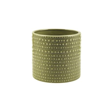 Vasi Ceramica. Cil. Puntinato D13 H12cm - Verde