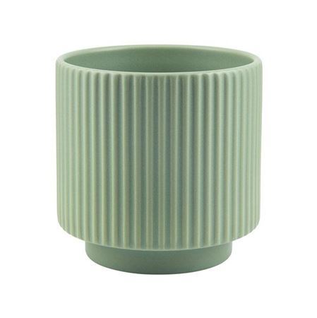 Vasi Ceramica. Cil. Rigato Base D14 H14cm- Verde