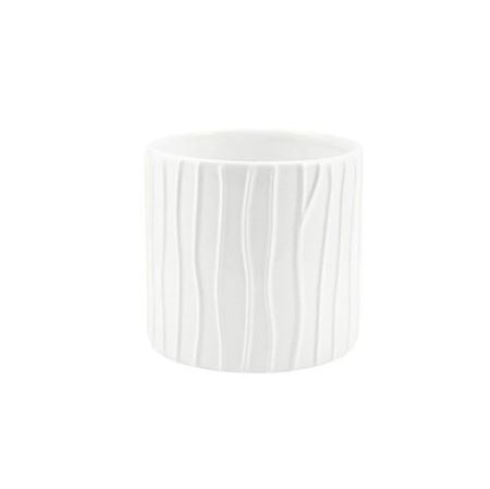 Vasi Ceramica. Cil. Righe Onde D13 H12cm - Bianco