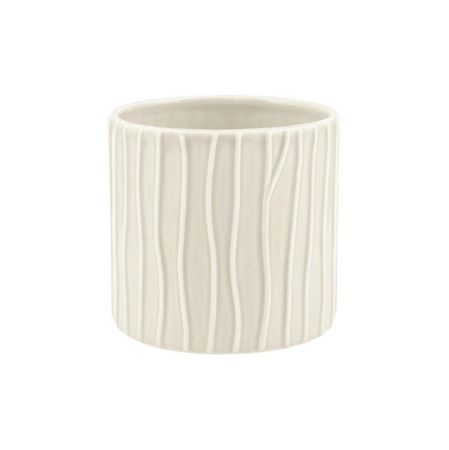 Vasi Ceramica. Cil. Righe Onde D15 H14cm - Avorio