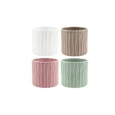 Vasi Ceramica. Cil. Righe Onde D15 H14cm - Mix Col