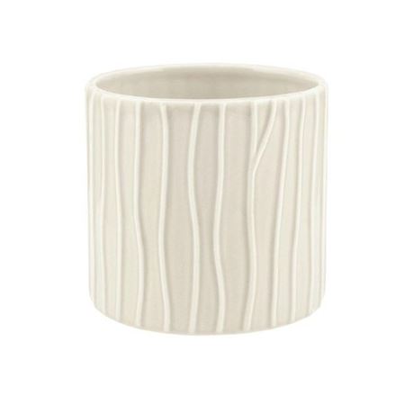 Vasi Ceramica. Cil. Righe Onde D19 H18cm - Avorio