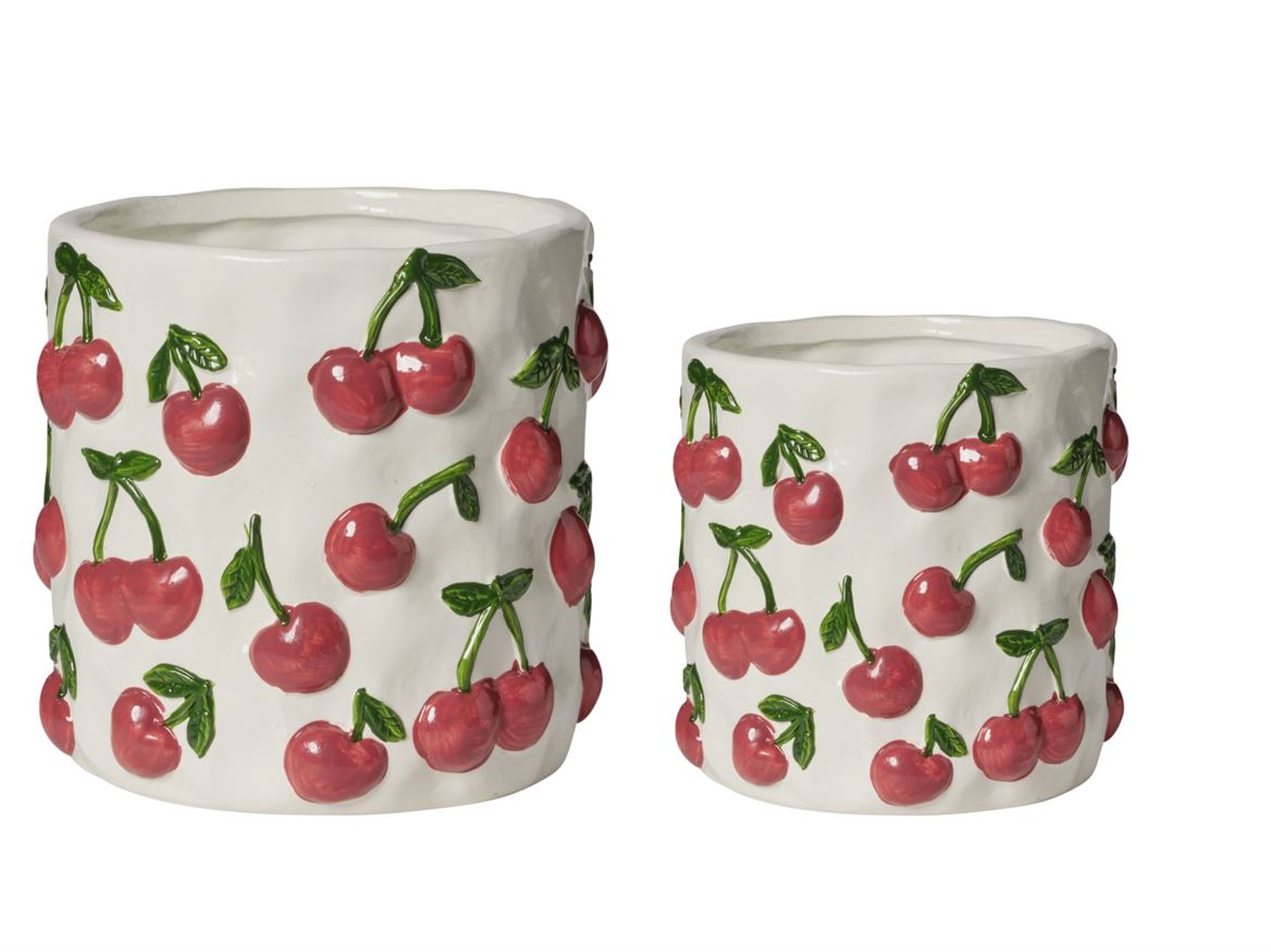 Vasi Ceramica. Ciliegie 2pz - 24x23-19x18cm