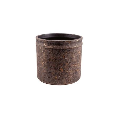 Vasi Ceramica. Cilindro Marrone Rustico H14 D16cm