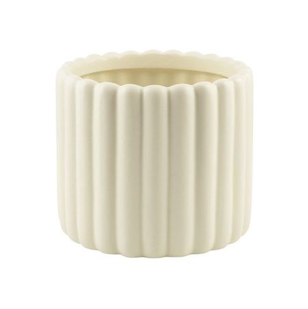 Vasi Ceramica. Cilindro Rigato Avorio H10.5 D12cm