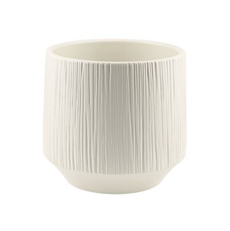 Vasi Ceramica. Cilindro Rigato D.17 H.16cm- Avorio