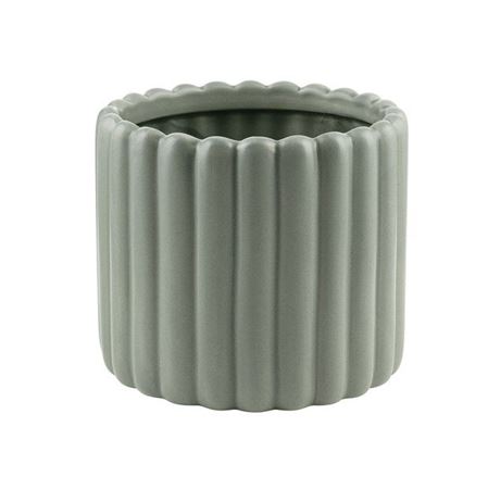 Vasi Ceramica. Cilindro Rigato Petrol. H10.5 D12cm