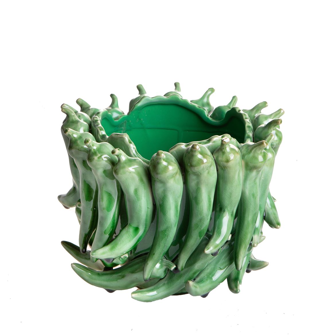 Vasi Ceramica. Con Peperoncini D.25 H.20cm Green