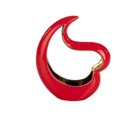 Vasi Ceramica. Cuore Girat Rosso Oro 17x5h20cm
