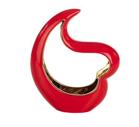 Vasi Ceramica. Cuore Girat Rosso Oro 21x7h25cm