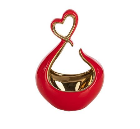 Vasi Ceramica. Cuore Sin Rosso Oro 16x13h25cm